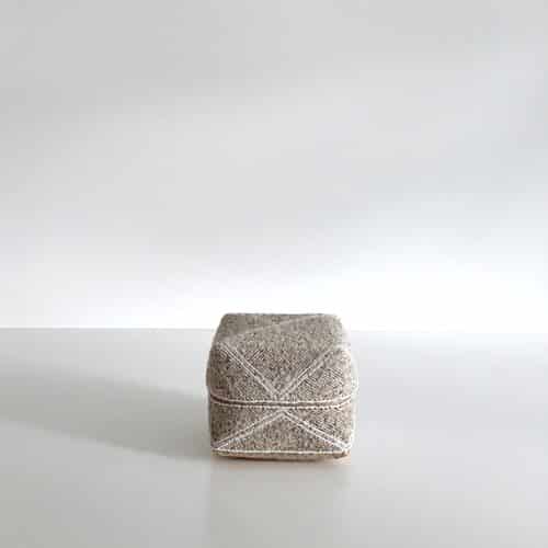 Bali perleæske - beige m. hvide ruder H15 cm