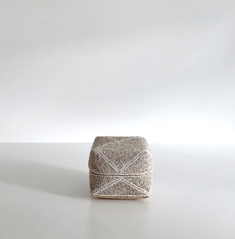Bali perleæsker - beige m. hvide ruder - sæt/5 str - Billede 4