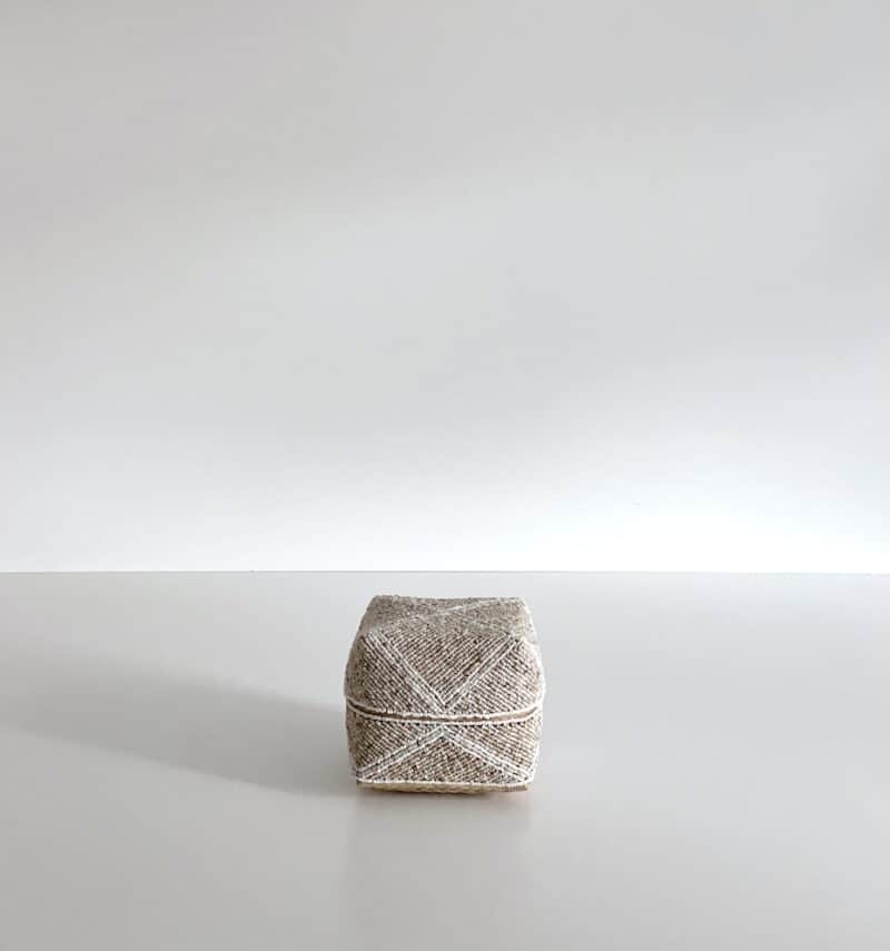Bali perleæsker - beige m. hvide ruder - sæt/5 str - Billede 3