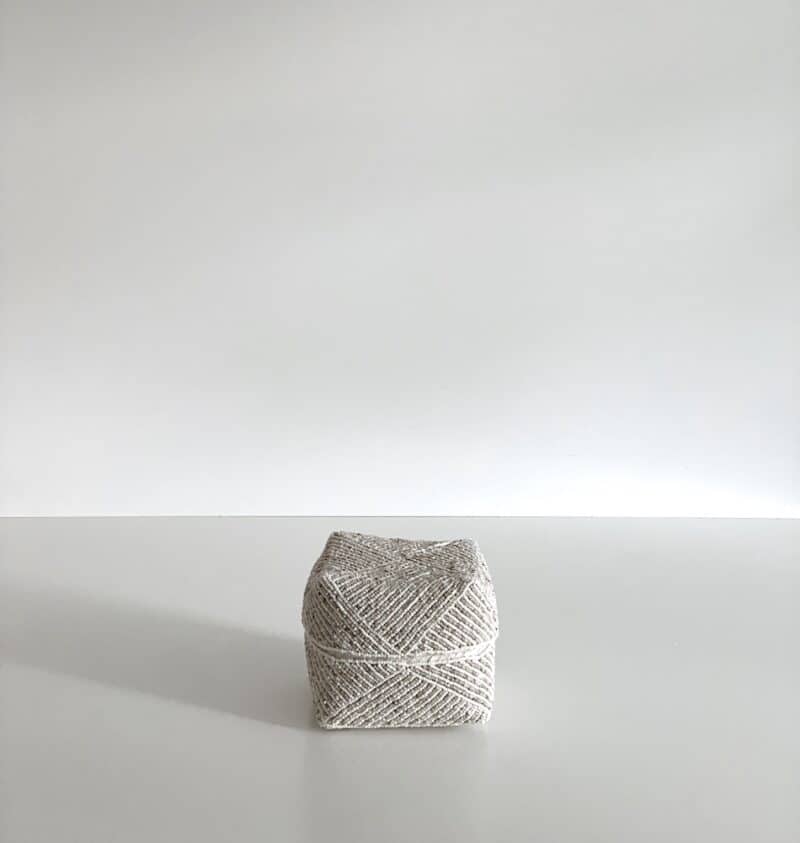 Bali perle æske - beige-hvid mix H13 cm