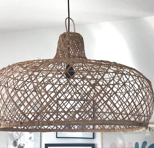 flettet bast loftslampe fra Bali