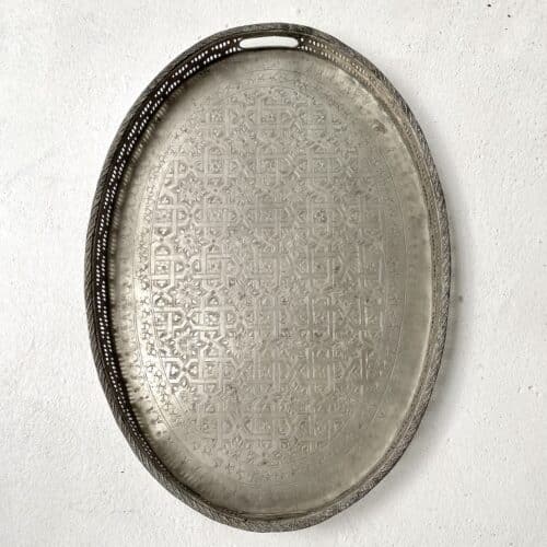 Serveringsbakke oval m/ logo - nysølv - vintage
