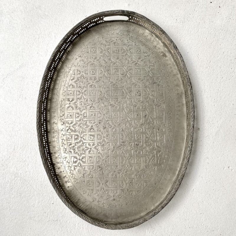 Serveringsbakke oval m/ logo - nysølv - vintage