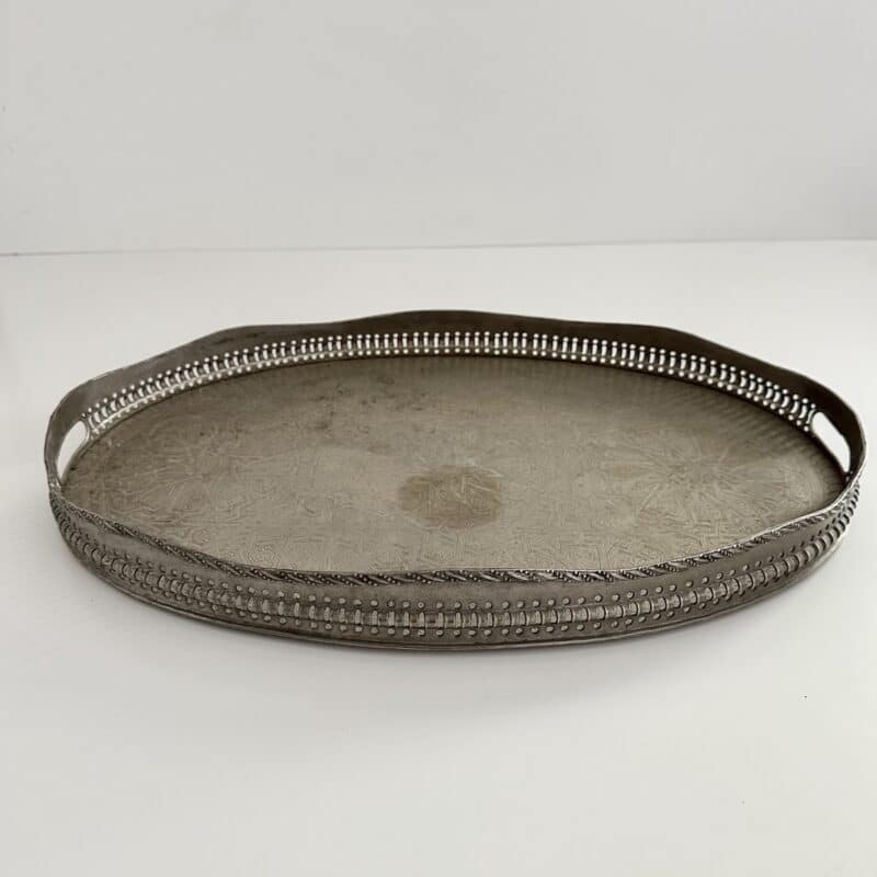 Serveringsbakke oval m/ logo - nikkelsølv - vintage - Billede 2