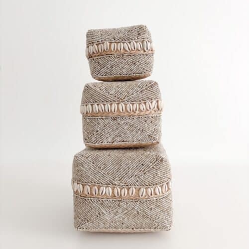 Bali perle æske med konkylier - beige sæt/3