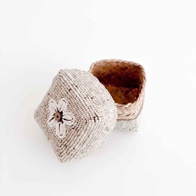 Bali perleæske square mini - beige m. hvide striber og shells - Billede 2
