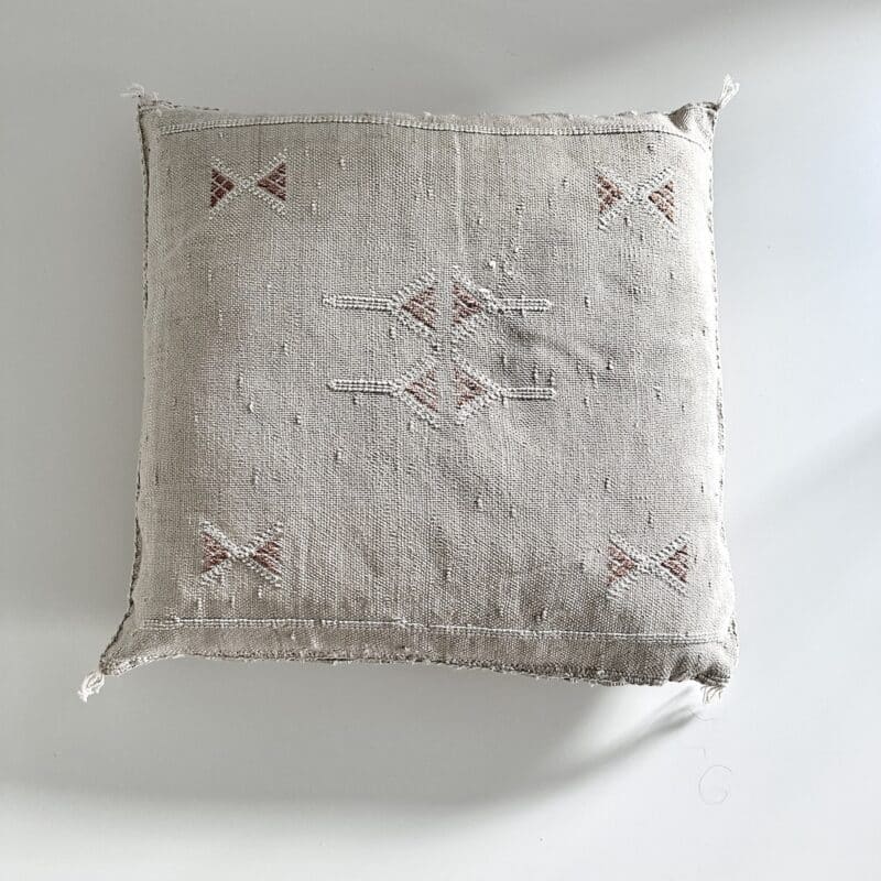 Pudebetræk Sabra kaktussilke - beige m/okker ruder - 45 x 45 cm - Billede 2