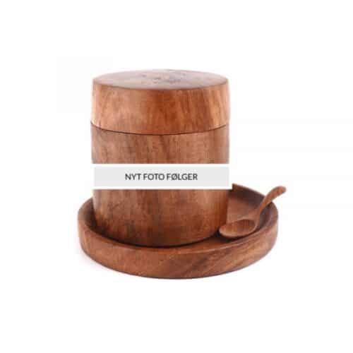 Bali teak krukke m/låg - Straight H8 cm