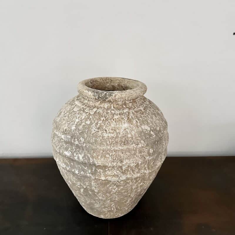 Terracotta krukke H30 cm - Cream rings