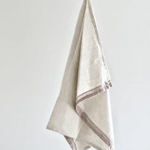 Viskestykke hør-bomuld - Pano beige og rosa
