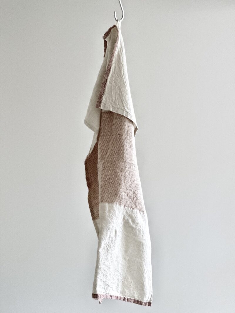 Viskestykke hør/bomuld - Pano largo beige og rosa - Billede 2