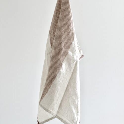 Viskestykke hør/bomuld - Pano largo beige og rosa