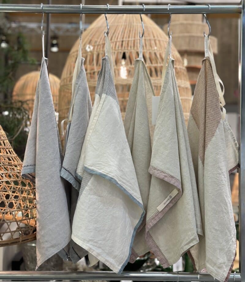 Viskestykke hør/bomuld - Pano largo beige og rosa - Billede 5