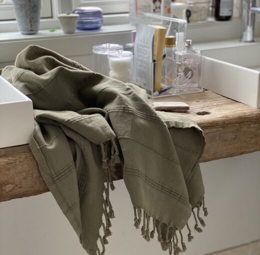 Hammam håndklæde armygrøn stone wash