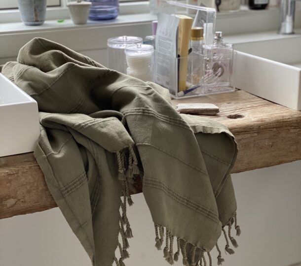 Hammam håndklæde armygrøn stone wash