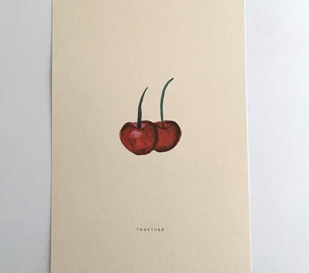 post kort og A5 plakat med illustration