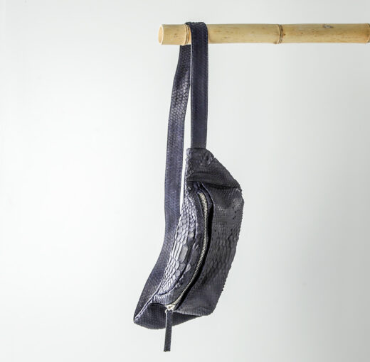 cross body taske python skind - navy blå - kundalini bum bag