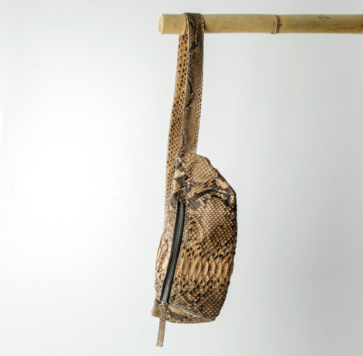 kundalini crossbody bum bag python skind - cognac