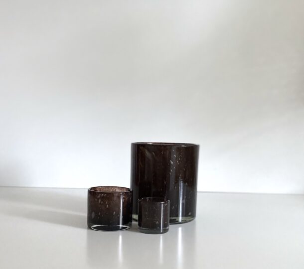 unika glas lysestage brun