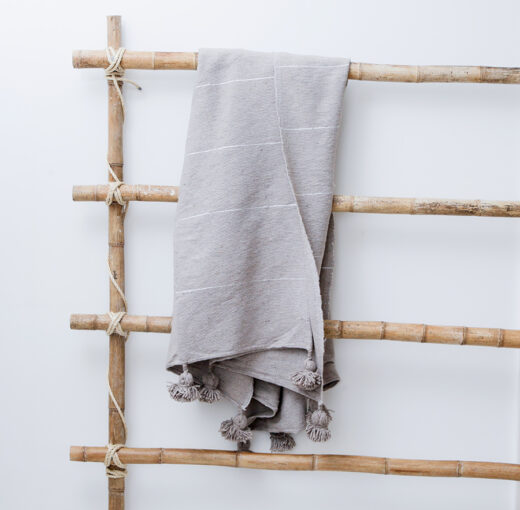 plaid og sengetæppe hør fra Marokko beige Manipura Living