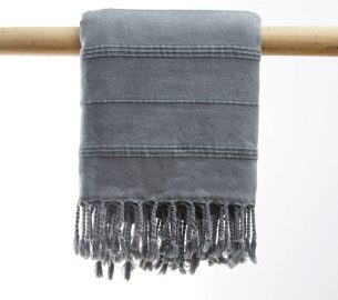 Hammam håndklæse stone wash - dark grey manipura living