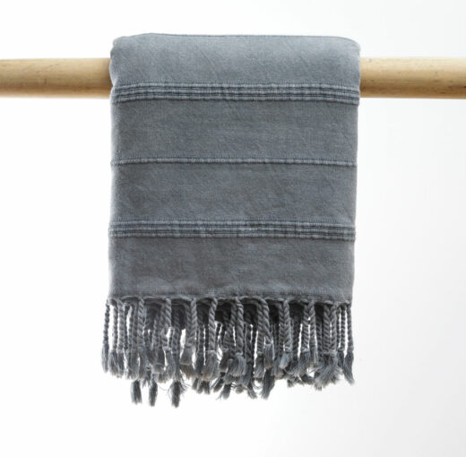 Hammam håndklæse stone wash - dark grey manipura living