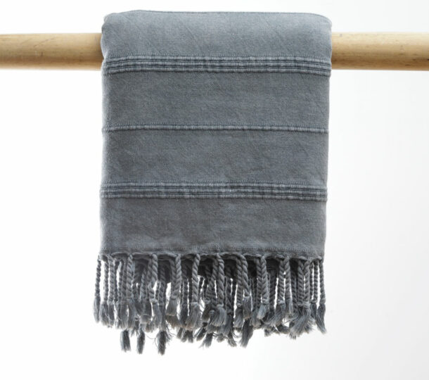 Hammam håndklæse stone wash - dark grey manipura living