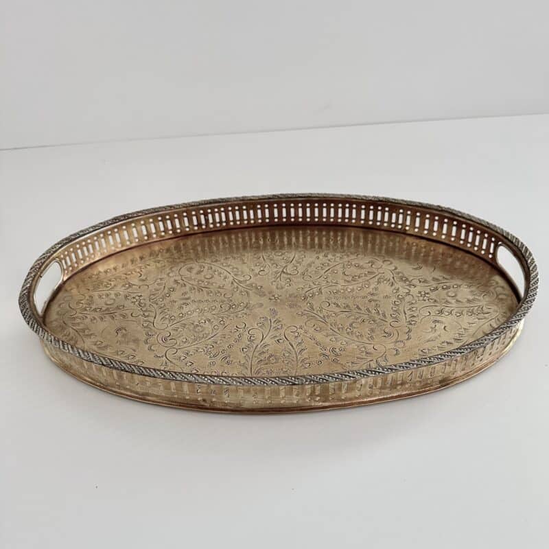 Serveringsbakke oval m/ logo - messing - vintage - MINI