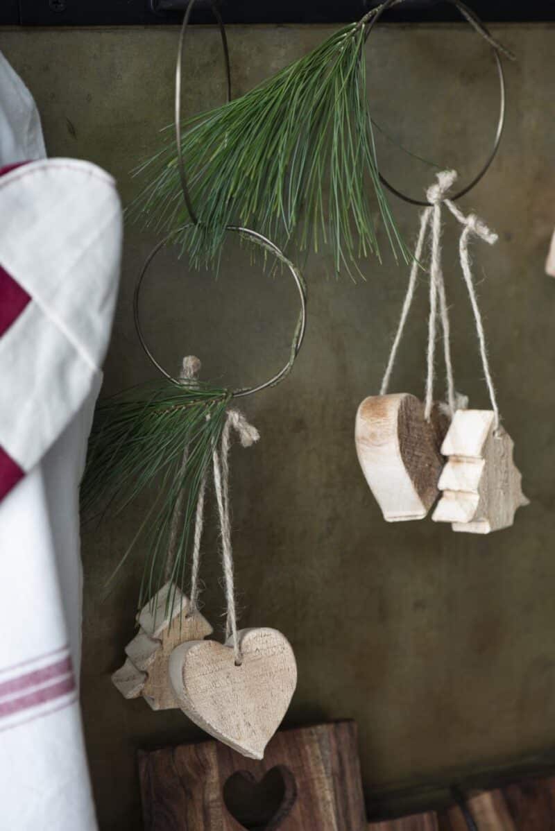 Julepynt - mini træ stjerne med jutesnor - Billede 5